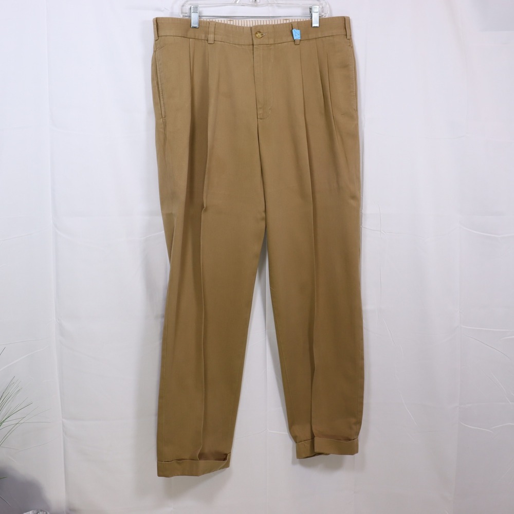Bills Khakis Classic Fit Pants 38 Tan Mens Pleated Chino Cotton